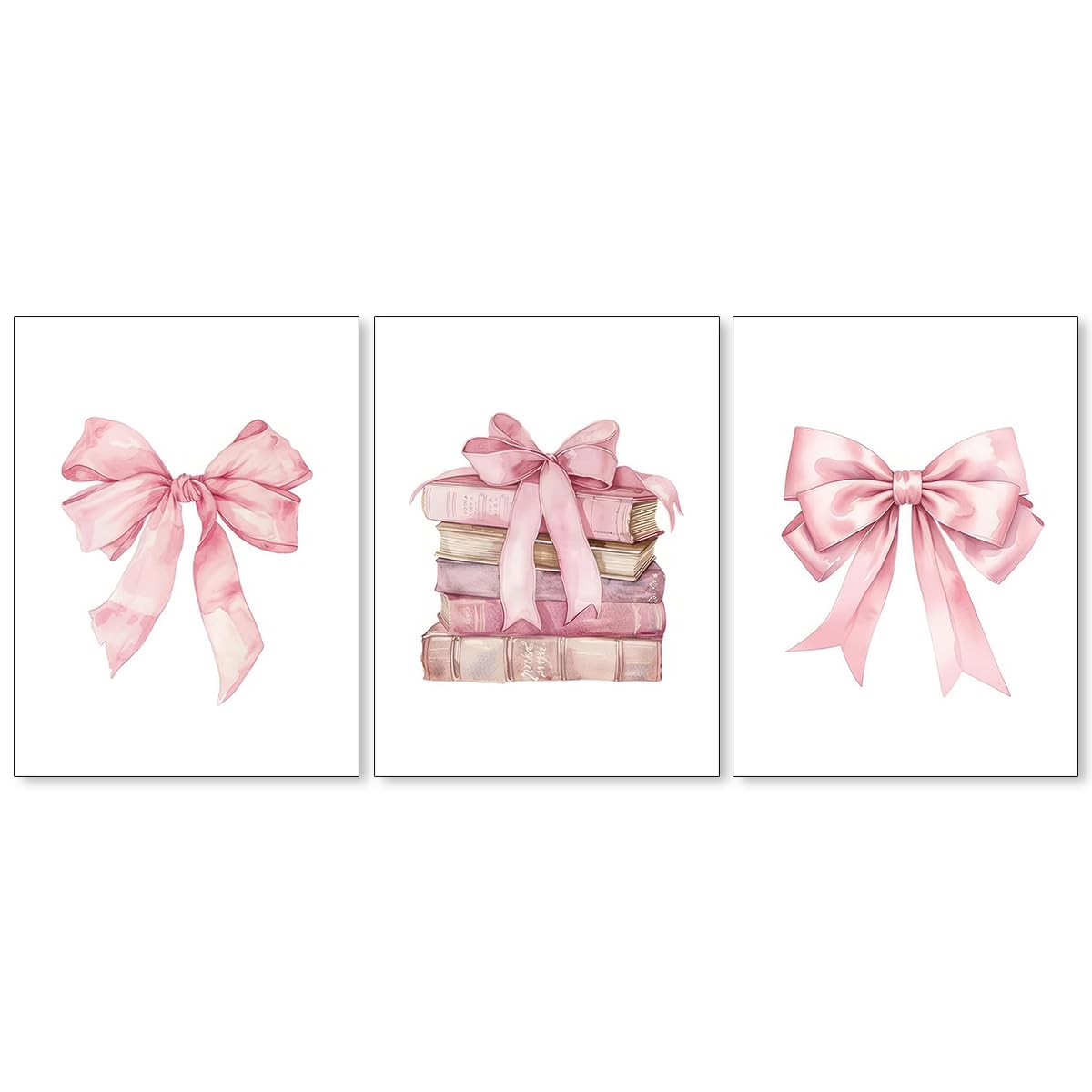 Coquette Bow Aesthetic Poster Preppy Wall Art Set of 3 Trendy Cute Canvas Prints