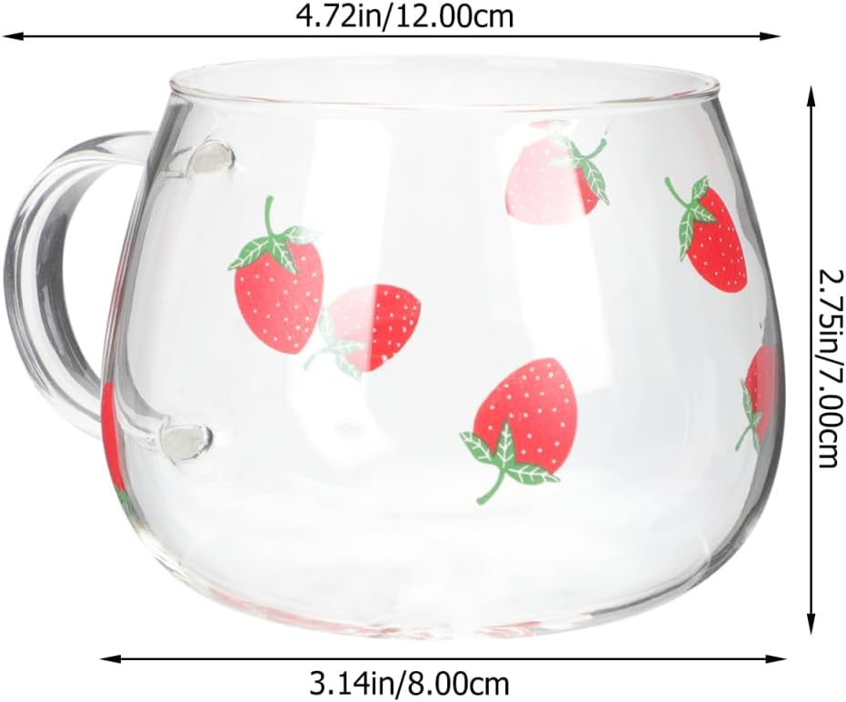 Cute 2pcs 400ML Heat-Resistant Glass Strawberry Cups