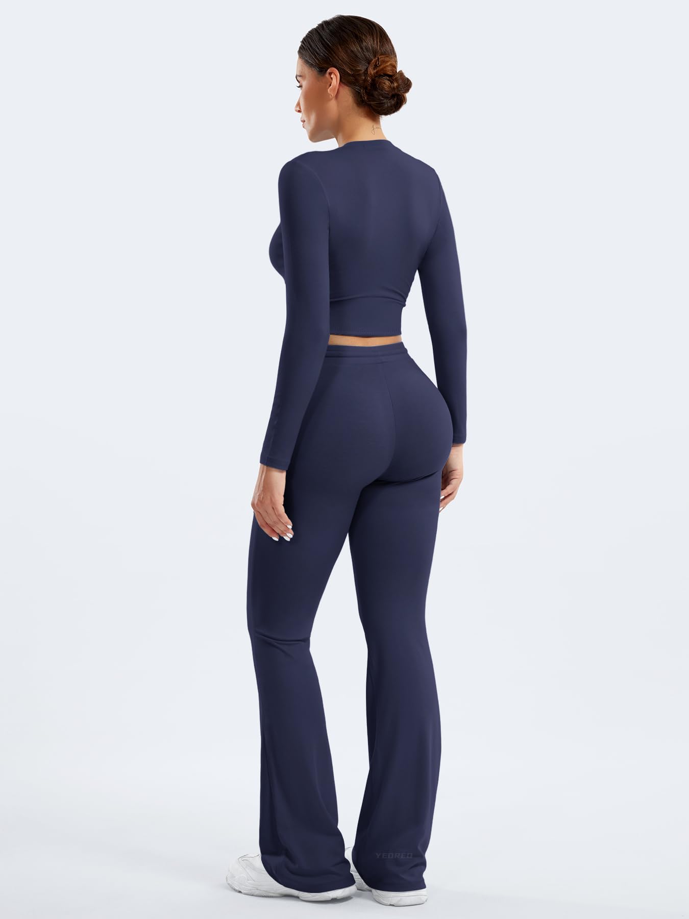 Two Piece Sets for Women Long Sleeve Tops Lounge Set Drawstring Wide Leg Pants Matching