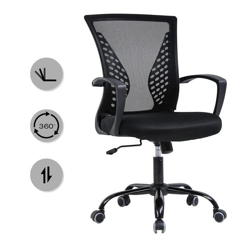 Mesh Desk Chair Ergonomic Computer Chair with Lumbar Support Armrest Mid Back 360 Degree Rolling Swivel Adjustable Height