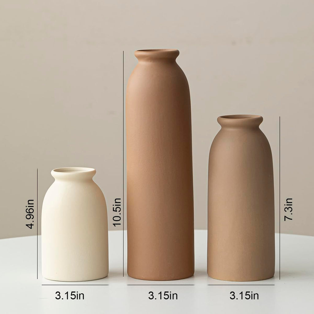 Tall Decorative Ceramic Vase Set, 3 Pieces