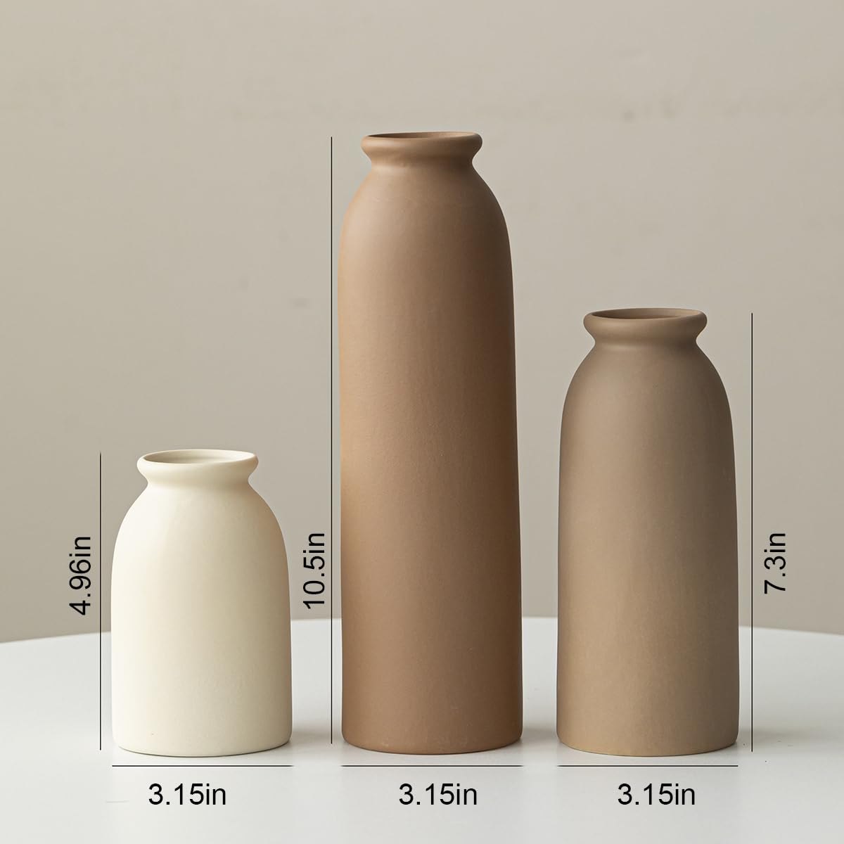 Tall Decorative Ceramic Vase Set, 3 Pieces