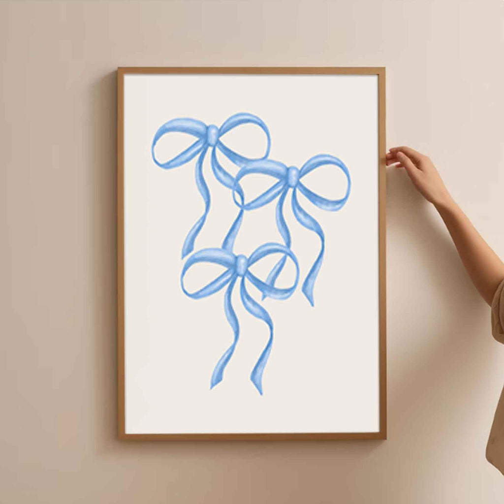 Coquette 6pcs Blue Bow Canvas Wall Art Preppy Decor Trendy Red Cherry Mirror Posters Room Decoration Unframed