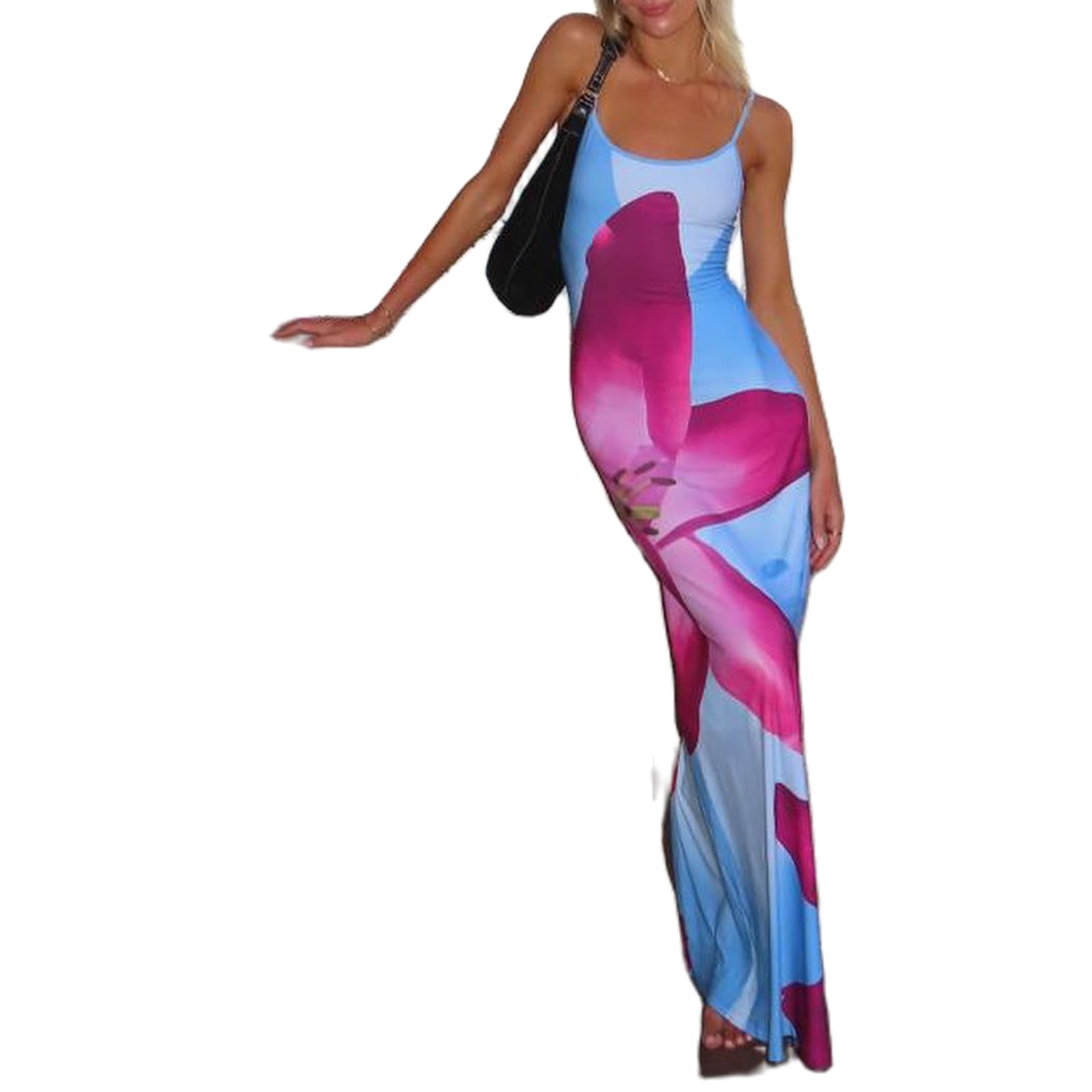 Women Sexy Floral Bodycon Maxi Dress Elegant Dress Sleeveless Summer Long Dress Cocktail Party Dress