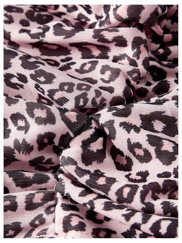 Women's Leopard Print Ruched Strapless Bandeau Top Meah Casual Sleeveless Bow Slim Fit Cheetah Print Tube Crop Tops