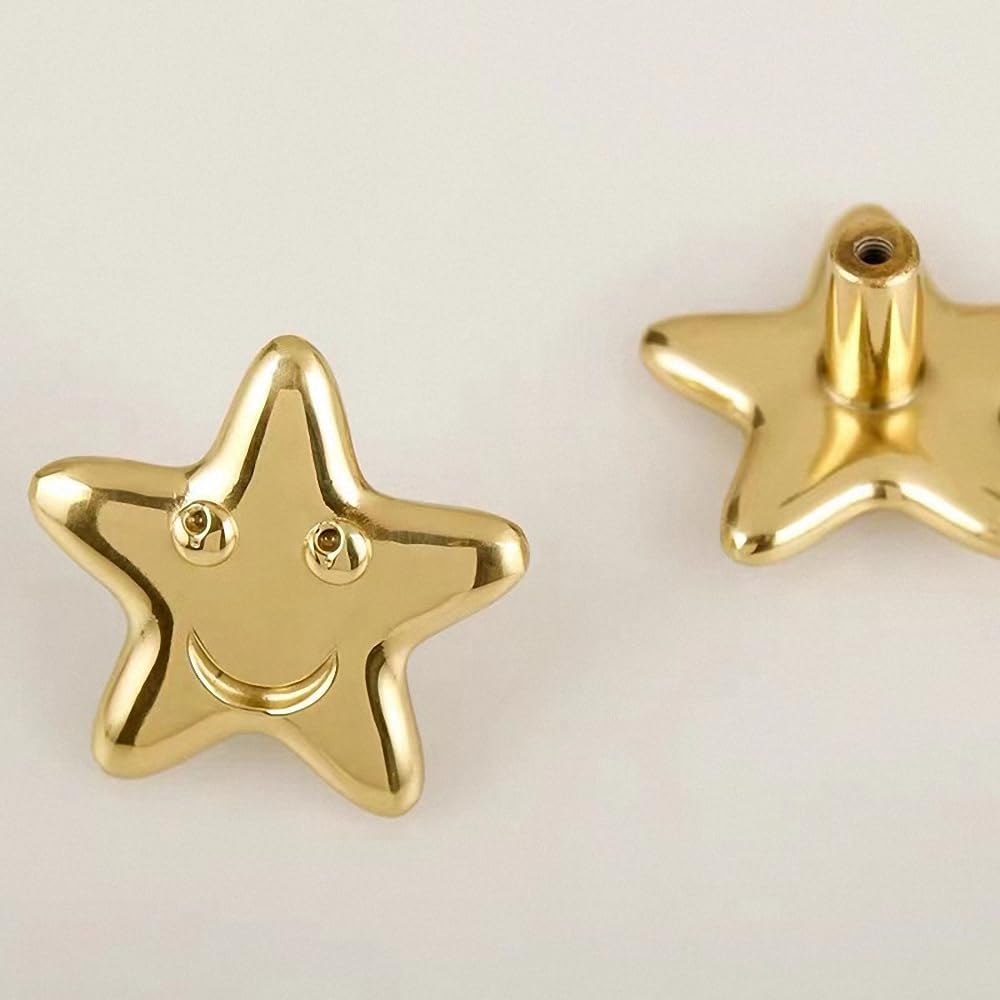 Gold 4 Pack Brass Knobs for Dresser, Drawers and Cabinet Decorative