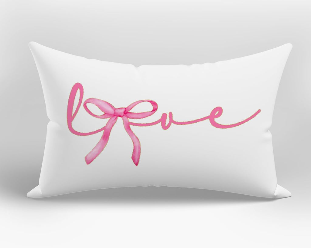 Coquette Pink Bow Love Lumbar Pillow Covers 12x20 Decorations Room Decor