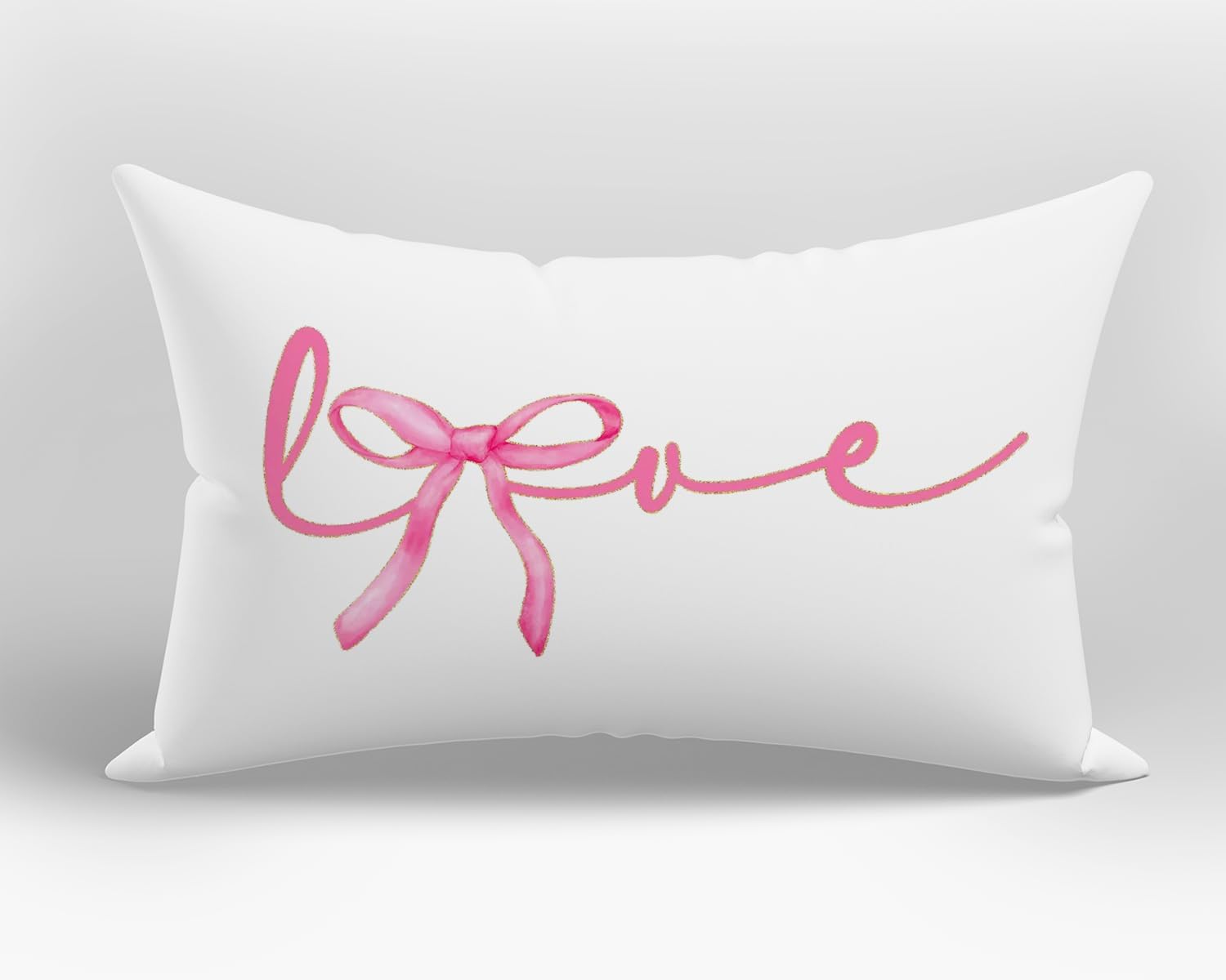 Coquette Pink Bow Love Lumbar Pillow Covers 12x20 Decorations Room Decor
