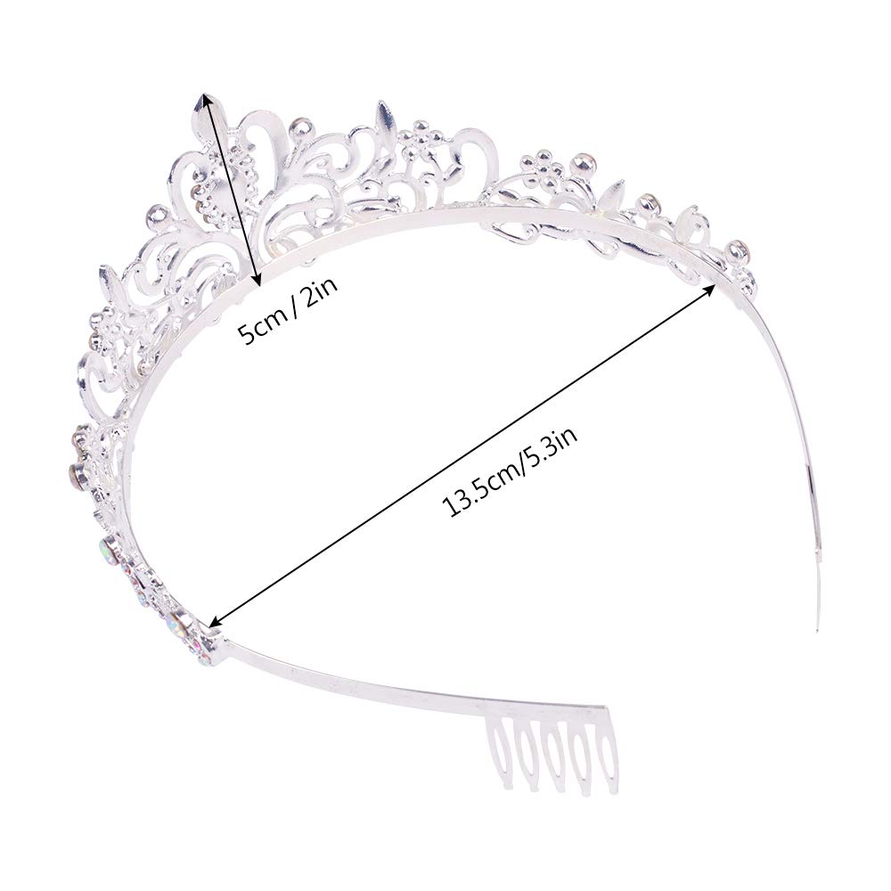 Princess Crystal Tiara Crown Headband Elegant Crown With Combs
