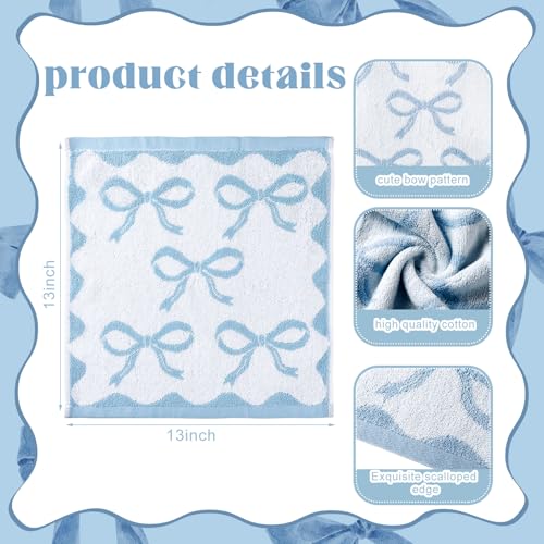 Coquette 6 Pcs Pink Bow Washcloths 100% Cotton Wash Cloths 13" x 13" Small Face Towels Absorbent Soft Preppy Wash Cloths & Hand Bath Towels for Bathroom