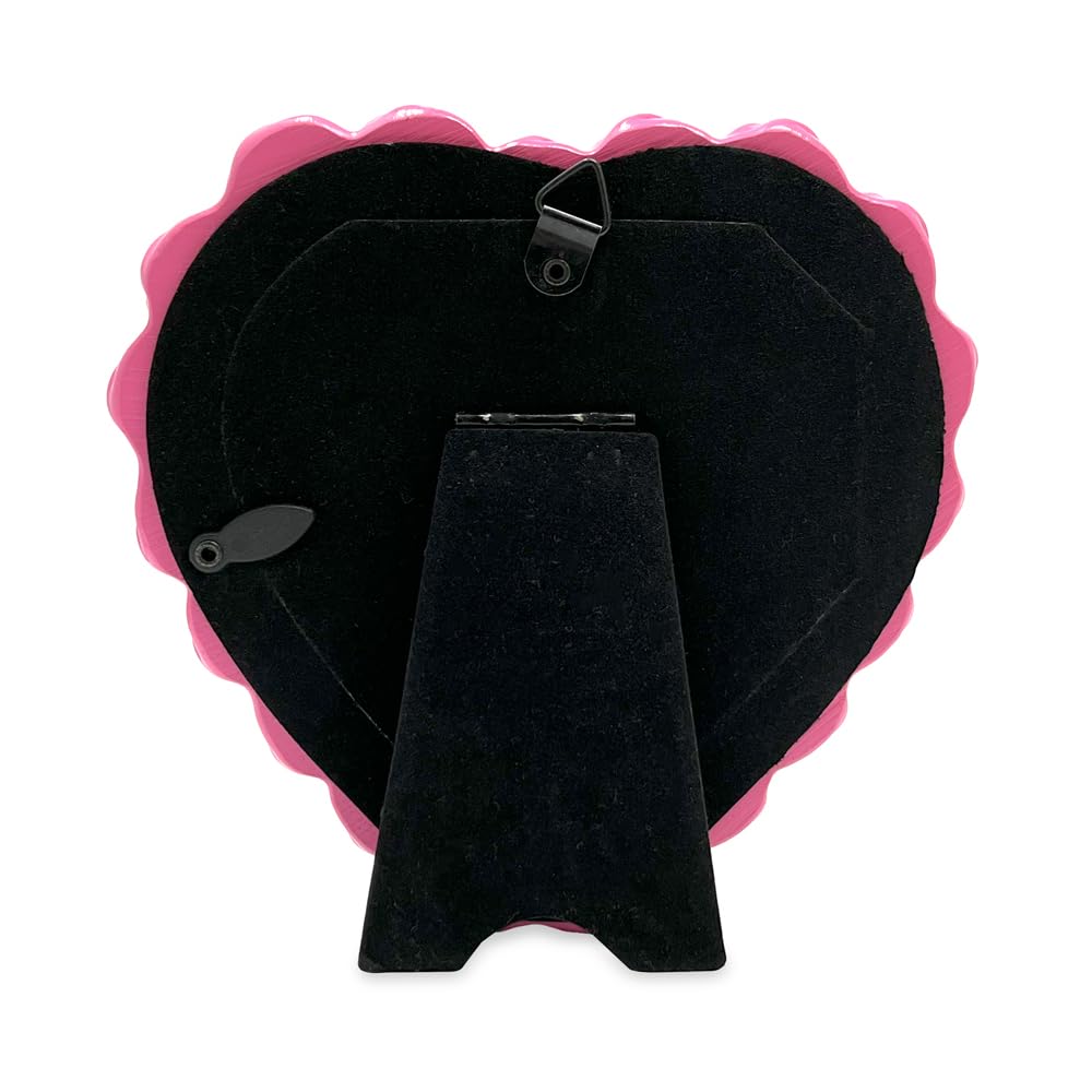 Glossy Frosting Heart-shaped Picture Frame with Easel & Hook for Tabletop & Wall Display, Decorative Art Design