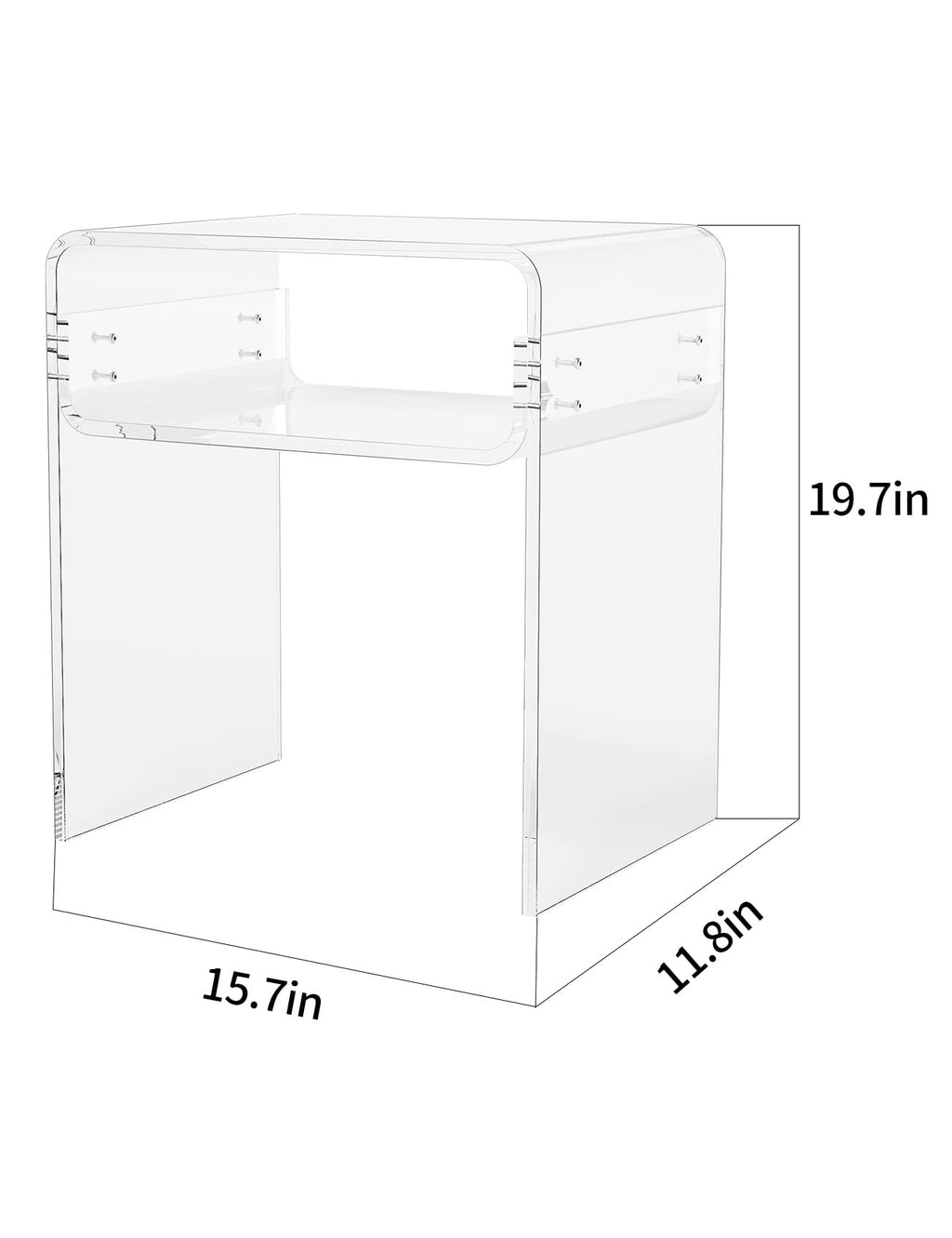 Clear Acrylic End Table 2-Tier Bedside nightstand