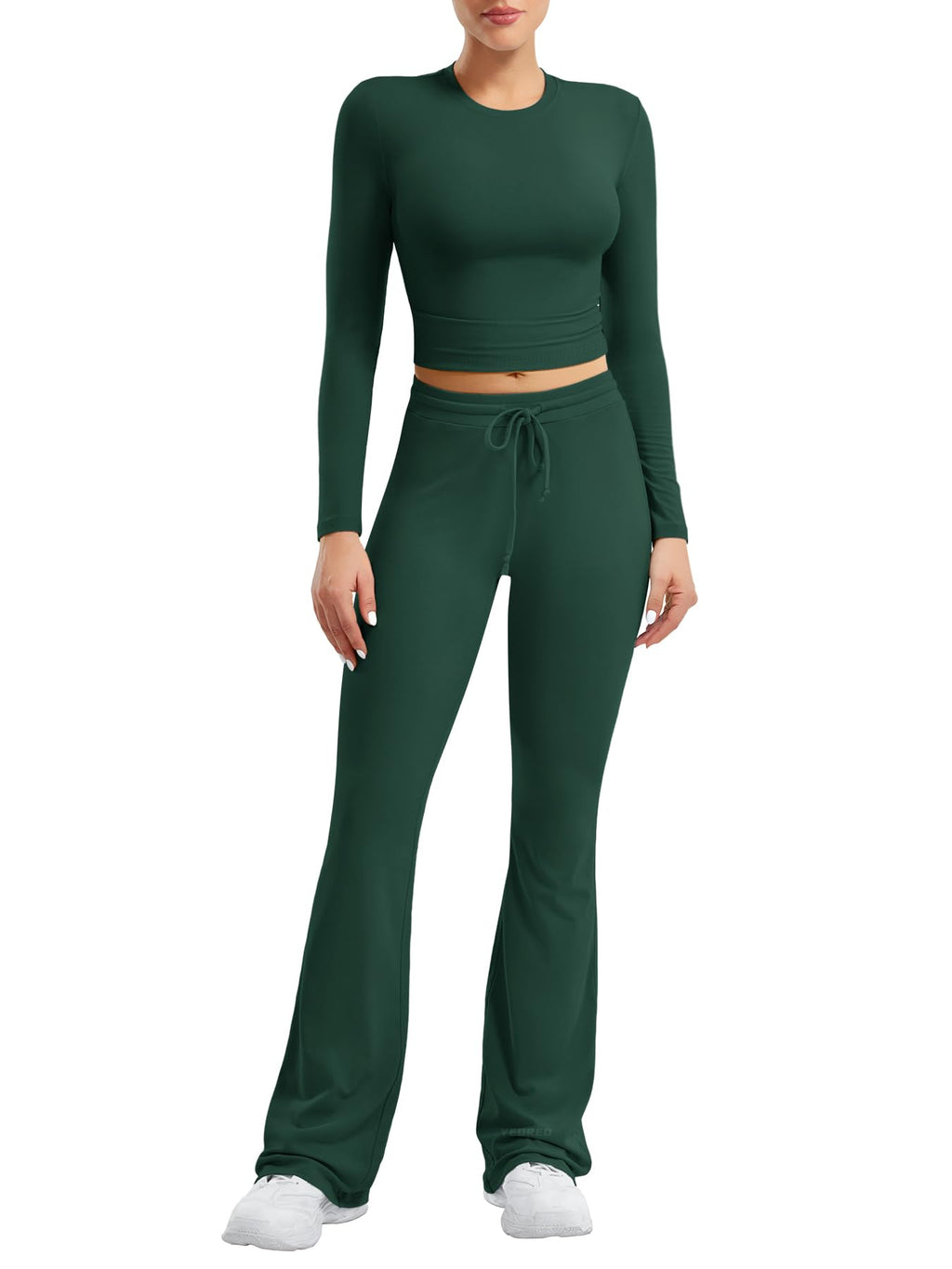 Two Piece Sets for Women Long Sleeve Tops Lounge Set Drawstring Wide Leg Pants Matching