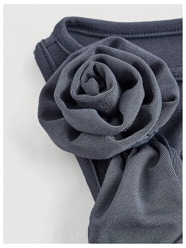 Women's 3D Floral Ruched Ruffle Dress Layered Sleeveless Bodycon Tank Dress with Straps