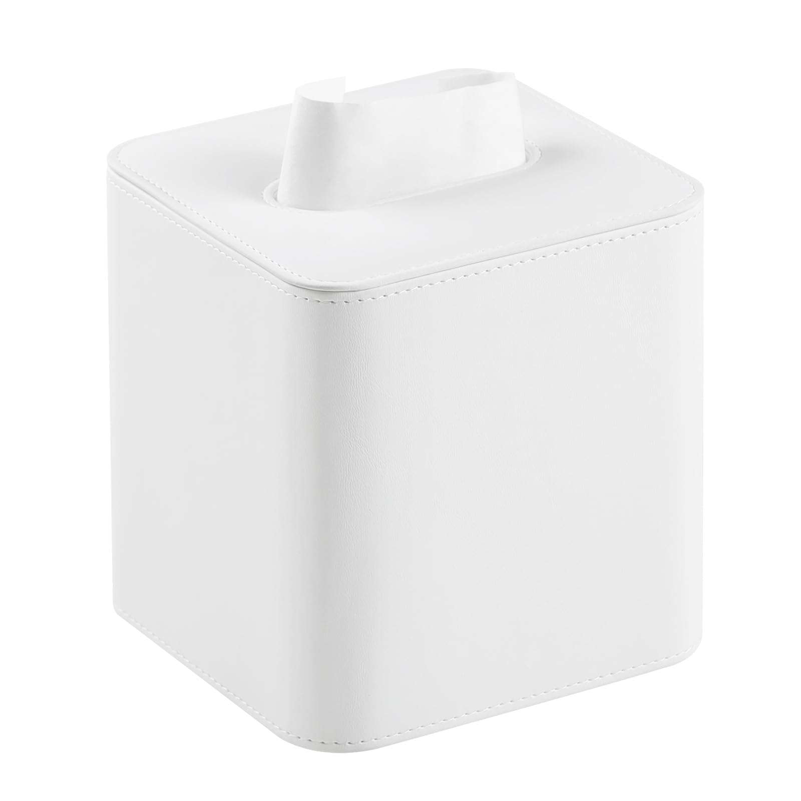 Square Tissue Box Cover with Magnetic Closure - PU Leather