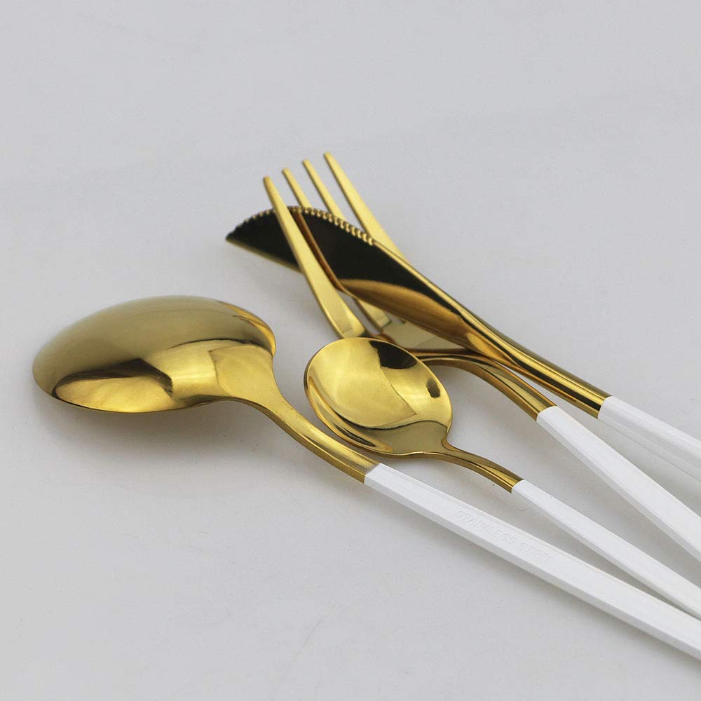 Stainless Steel Knife Fork Spoon Teaspoon Silverware Set, 24-Piece Flatware Set,