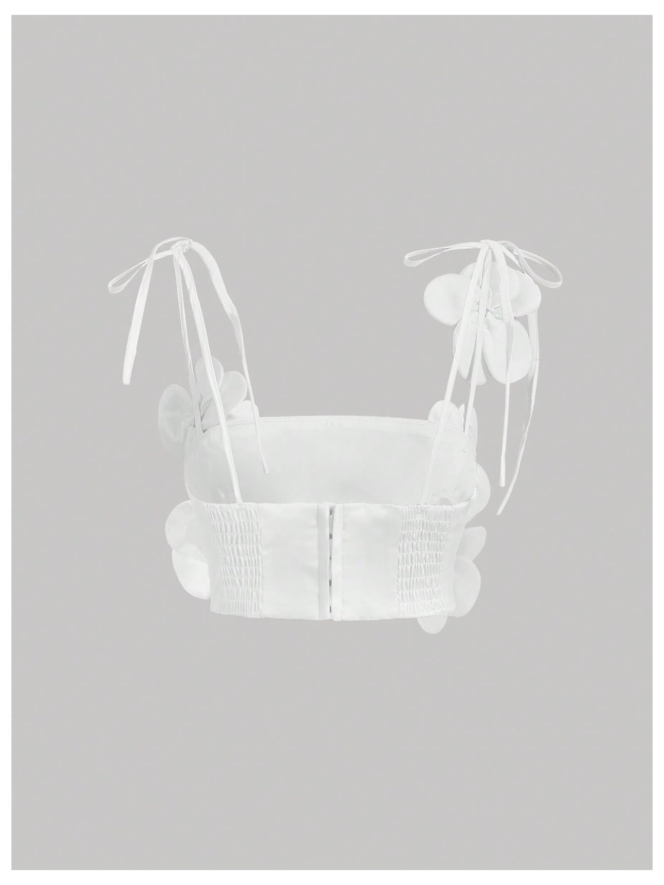 Women's 3D Floral Cami Crop Tops Tie Shoulder Spaghetti Strap Summer Tops Camisole