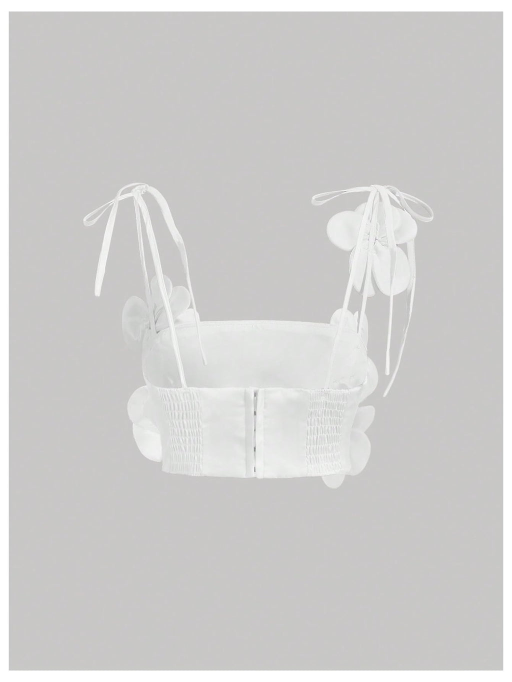 Women's 3D Floral Cami Crop Tops Tie Shoulder Spaghetti Strap Summer Tops Camisole