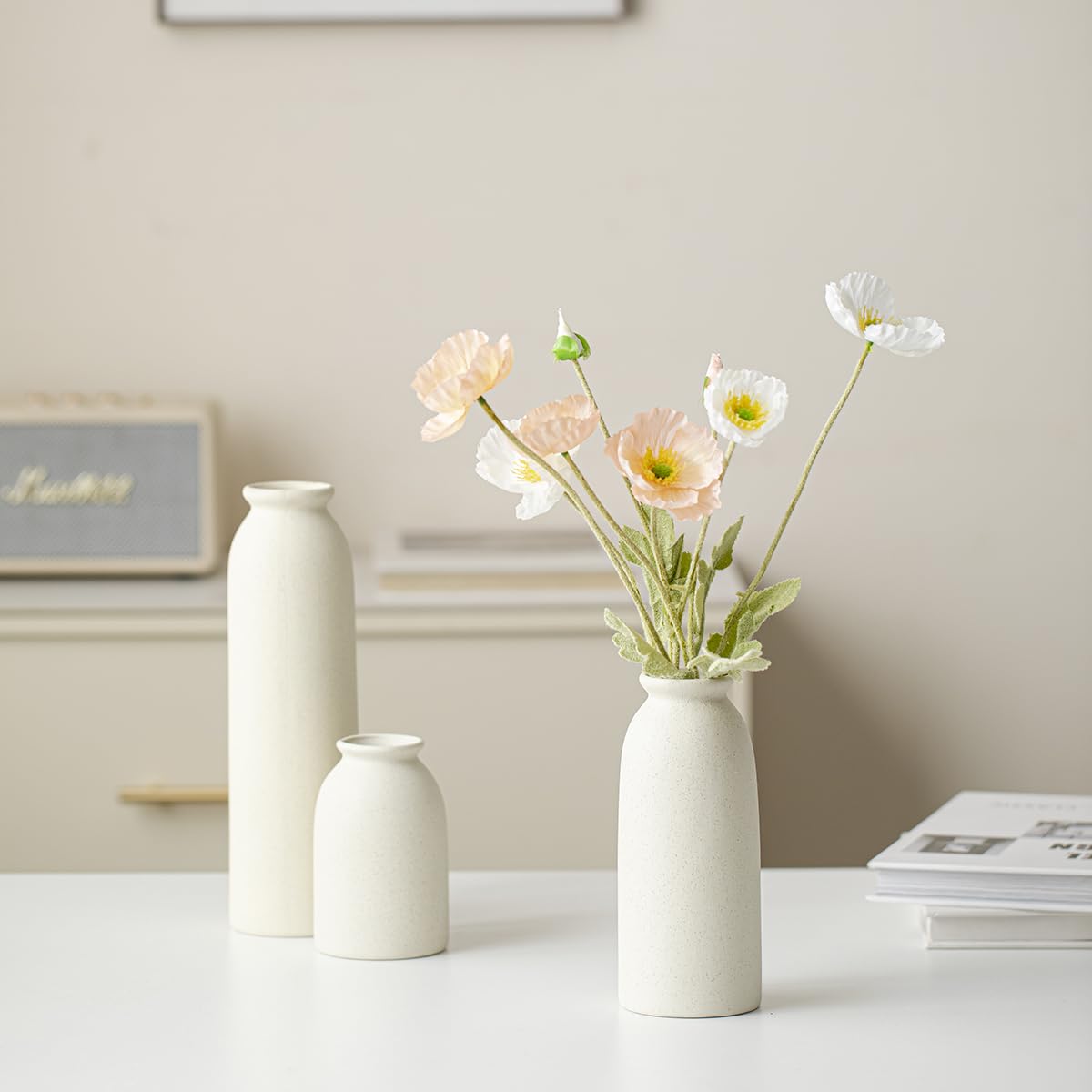 Tall Decorative Ceramic Vase Set, 3 Pieces