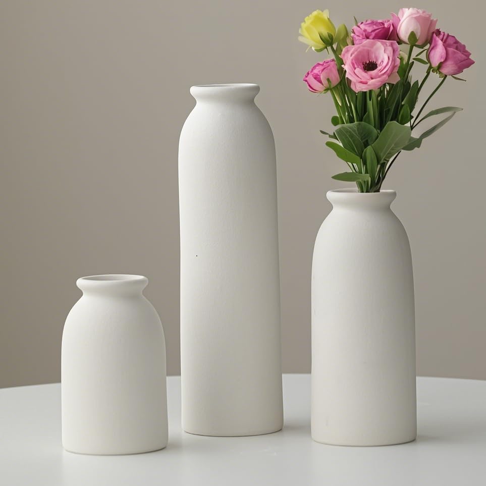 Tall Decorative Ceramic Vase Set, 3 Pieces