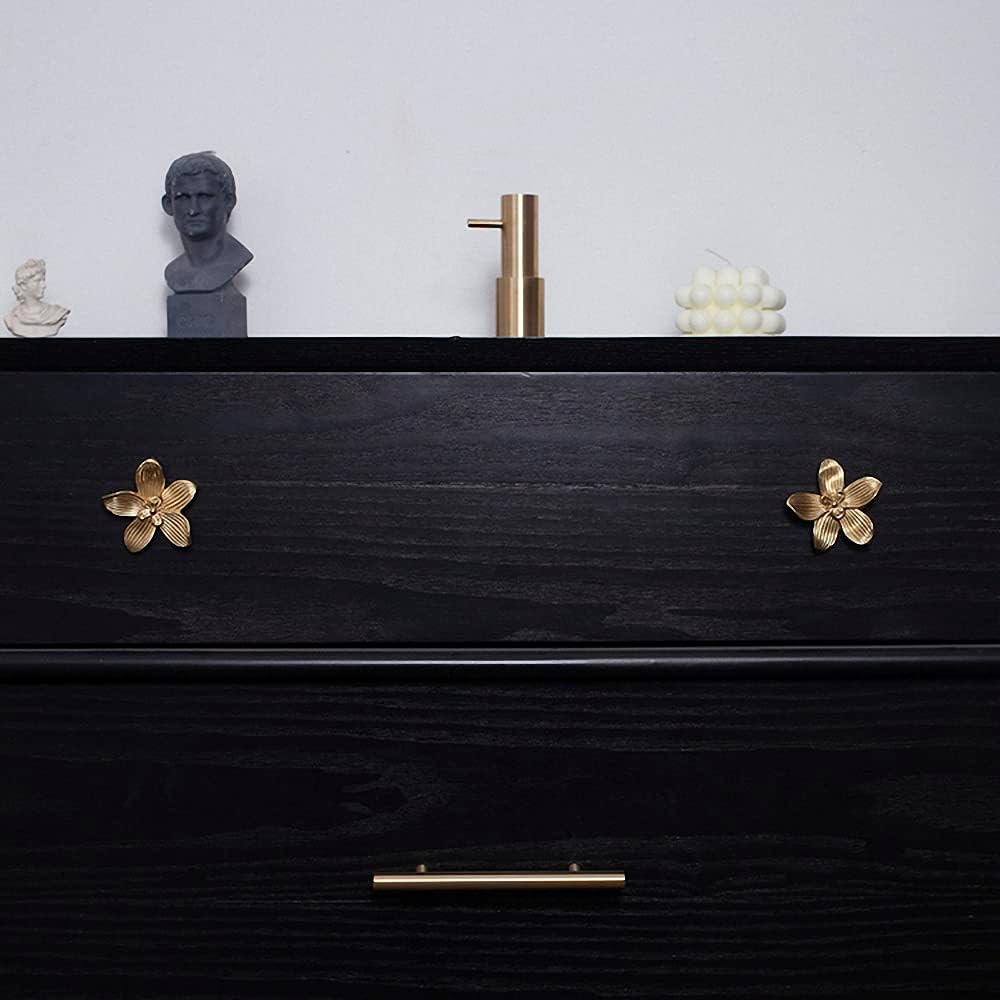 Gold 4 Pack Brass Knobs for Dresser, Drawers and Cabinet Decorative