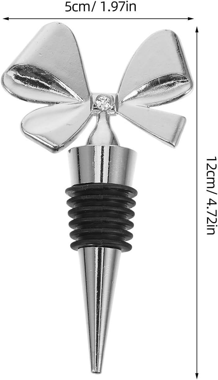 Cute Bow Tie Bottle Stopper, Alloy Silicone Wine Stopper, Reusable Beverage Bottle Stopper, 15-20mm