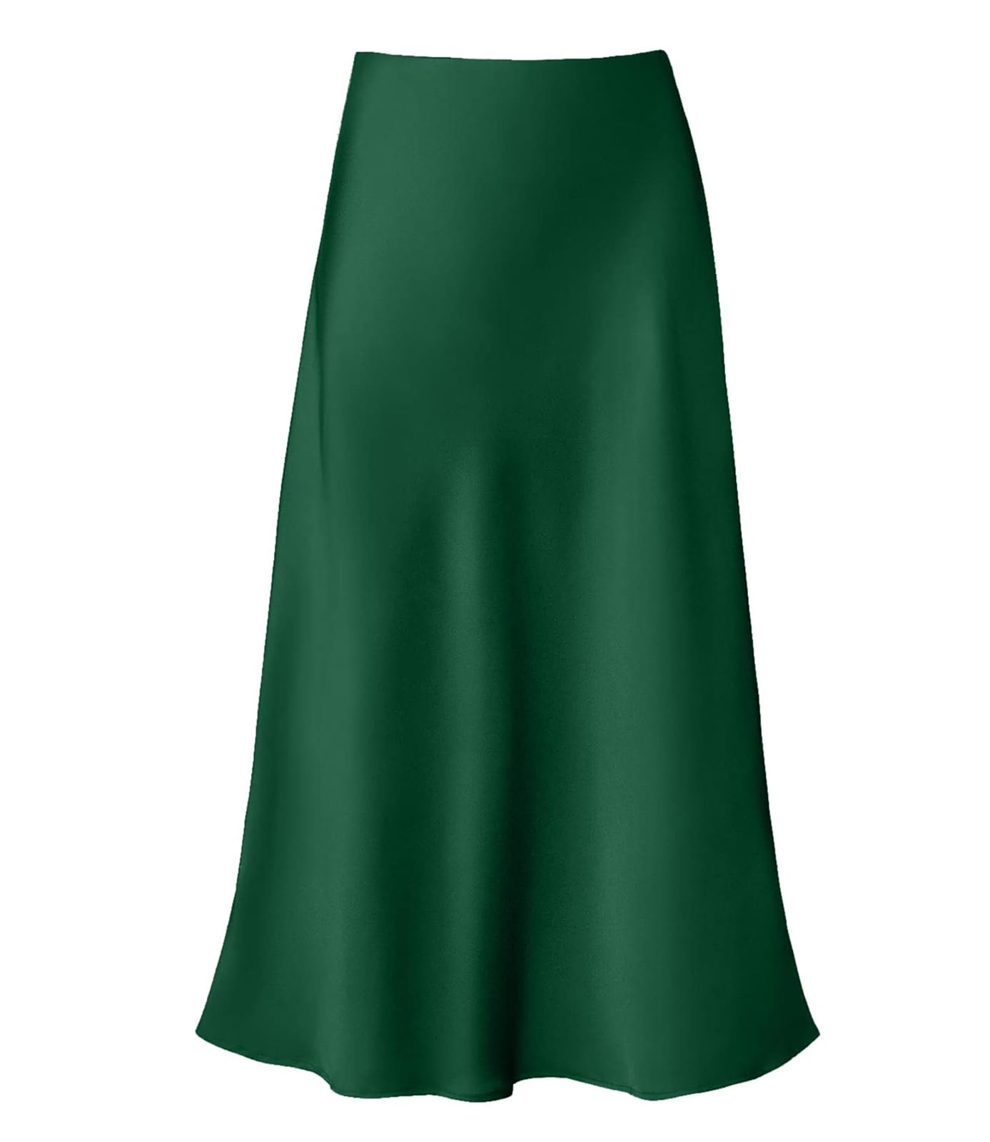 Women's Satin High Waist Hidden Elasticized Waistband Flared Casual A Line Midi Skirt