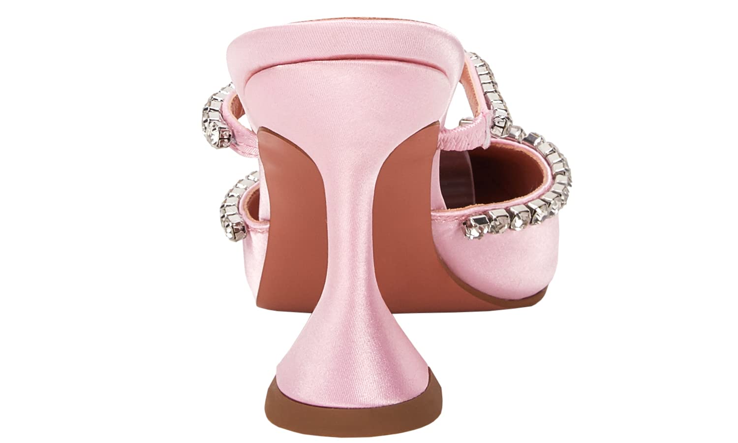 Women's Pointed Toe Strappy Heels Crystal Satin Heeled Mules Shoes