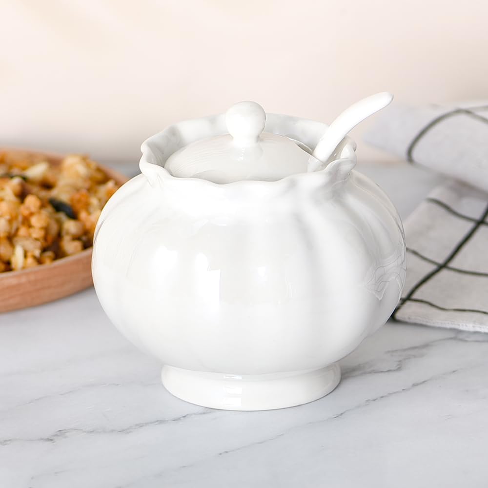 Porcelain Spice Bowl, 9oz Sugar Jar