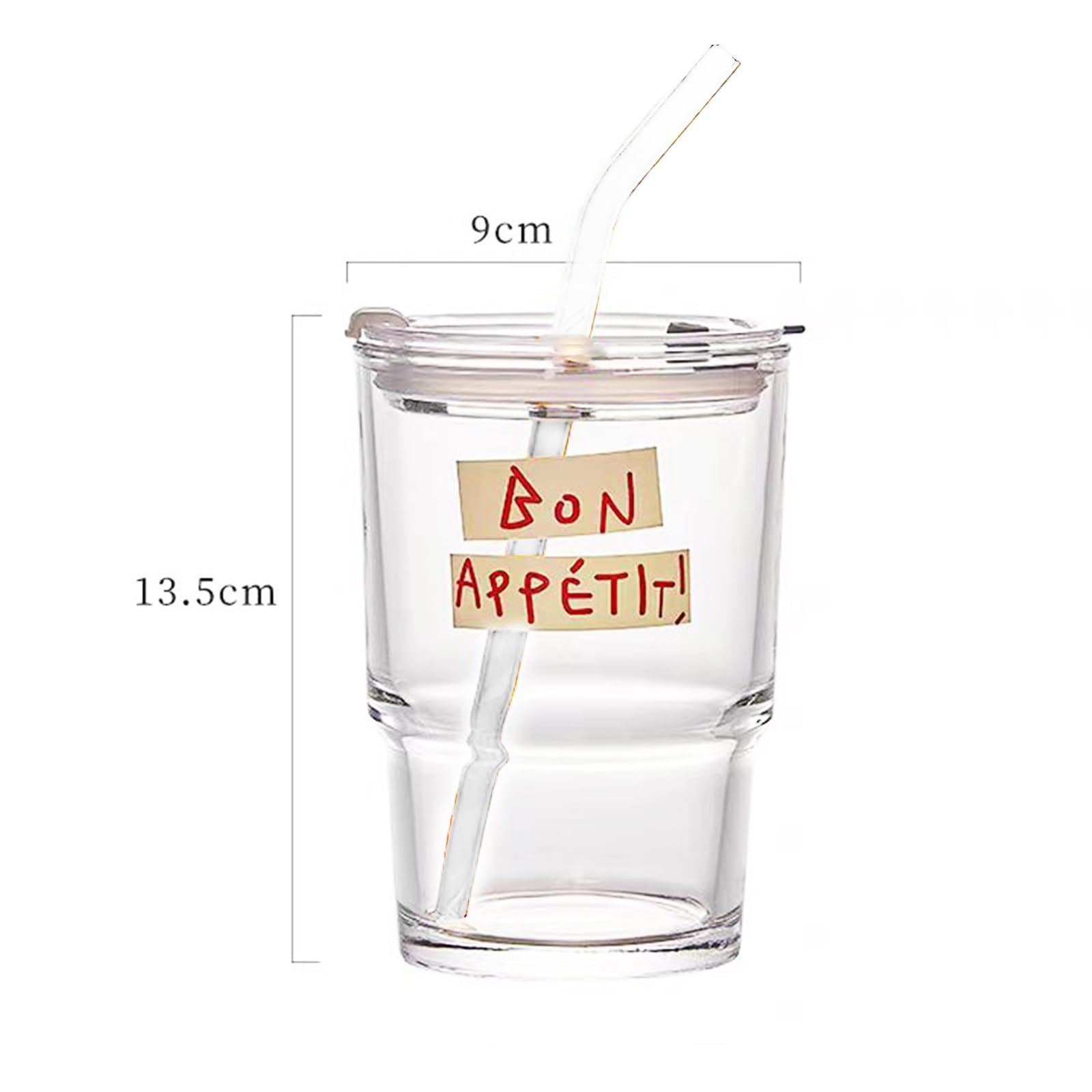 Glass Tumbler with Straw and Lid Sealed, Carry On Reusable Iced Coffee Cups,Thick Wall Glass Drinking Glassware Cups 13oz