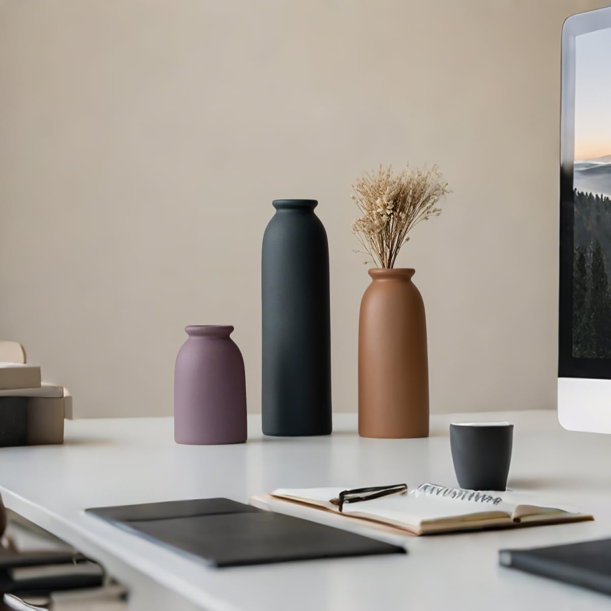 Tall Decorative Ceramic Vase Set, 3 Pieces