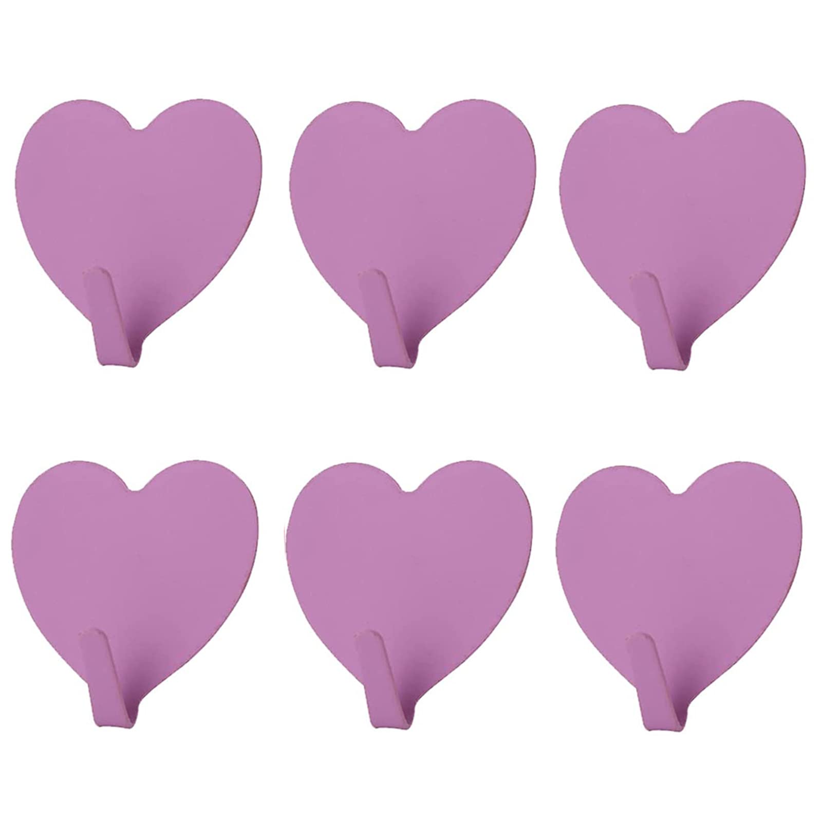 Heart Shaped Decorative Wall Hooks, Stainless Steel Strong Adhesive Wall Hook for Home Kitchen Bathroom Office (6 Pack)
