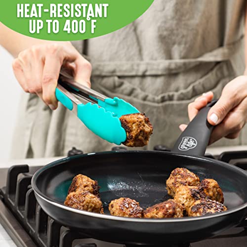 Cooking Tools and Utensils, 7 Piece Nylon Set including Spatulas Turner Spoons and Tongs, Dishwasher Safe