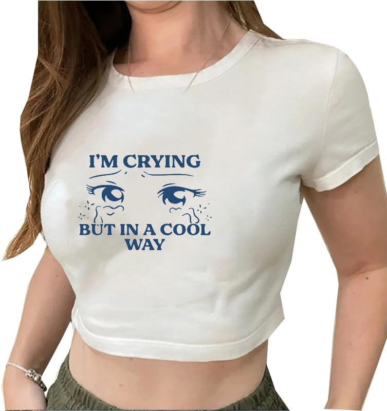 Girls Baby Tees Y2k Funny Graphic Short Sleeve Y2K Short Sleeve Graphic Crop Tops