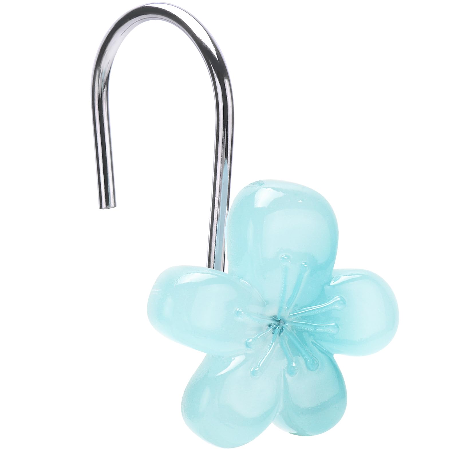 Cute Flower Shower Curtain Hooks, Pretty Floral Themed Elegant Bathroom Decor