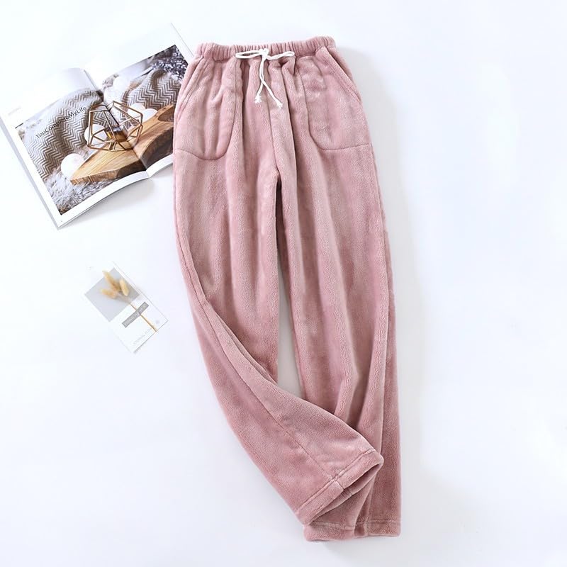 Womens Plaid Fluffy Pajama Pants Fuzzy Fleece Cozy Lounge Pants with Pockets