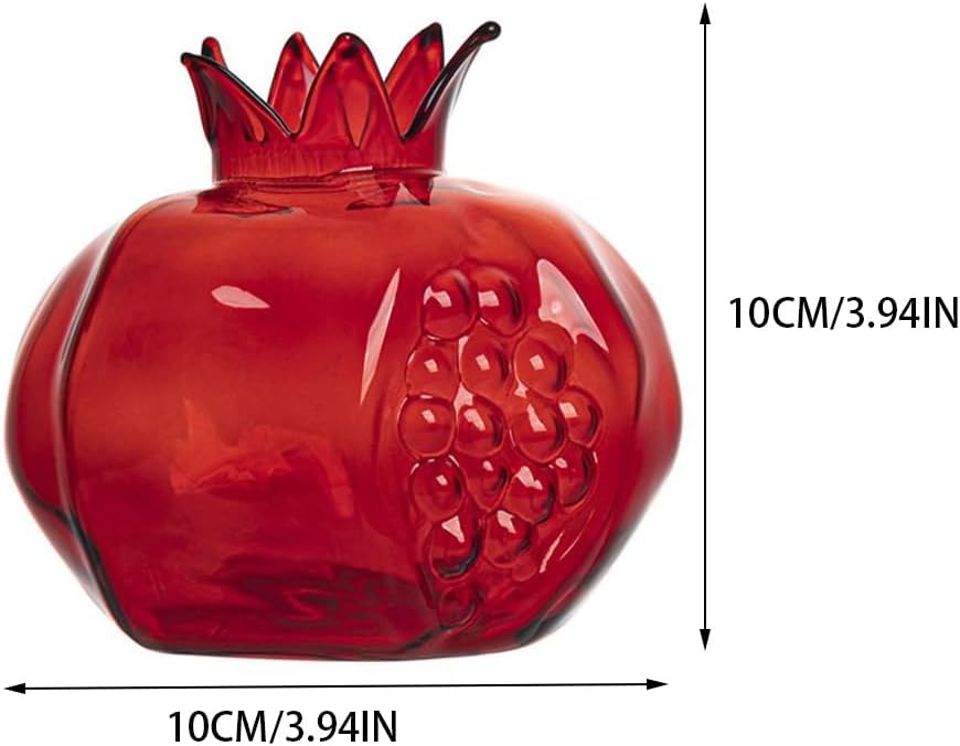 Pomegranate Shaped Glass Vase Handmade Fruit Shaped Flower Vase Mini Transparent Pomegranate Glass Vase Flower Bottle for Flowers Arrangement
