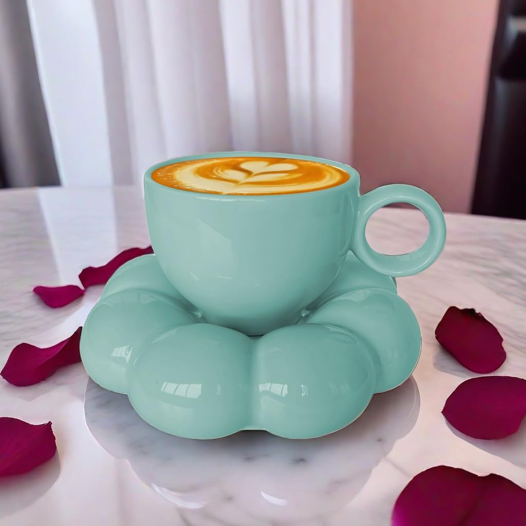 Coffee Mug, Tea Cup and Saucer Set with Spoon  10oz