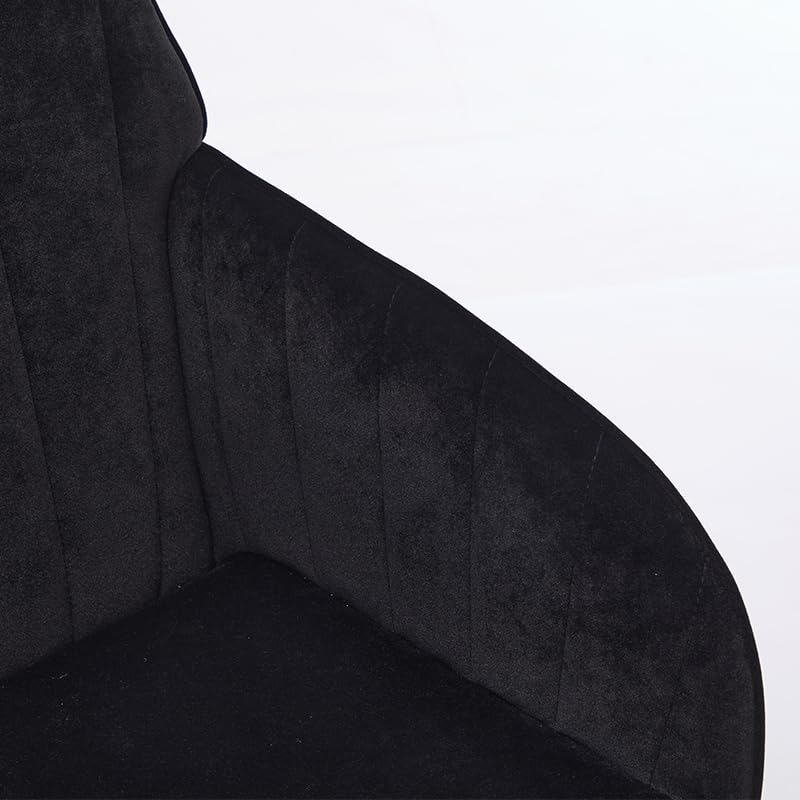 Modern Vanity Velvet Adjustable Low Back Rolling Chair, Twill Upholstered Cute Chair with Wheels