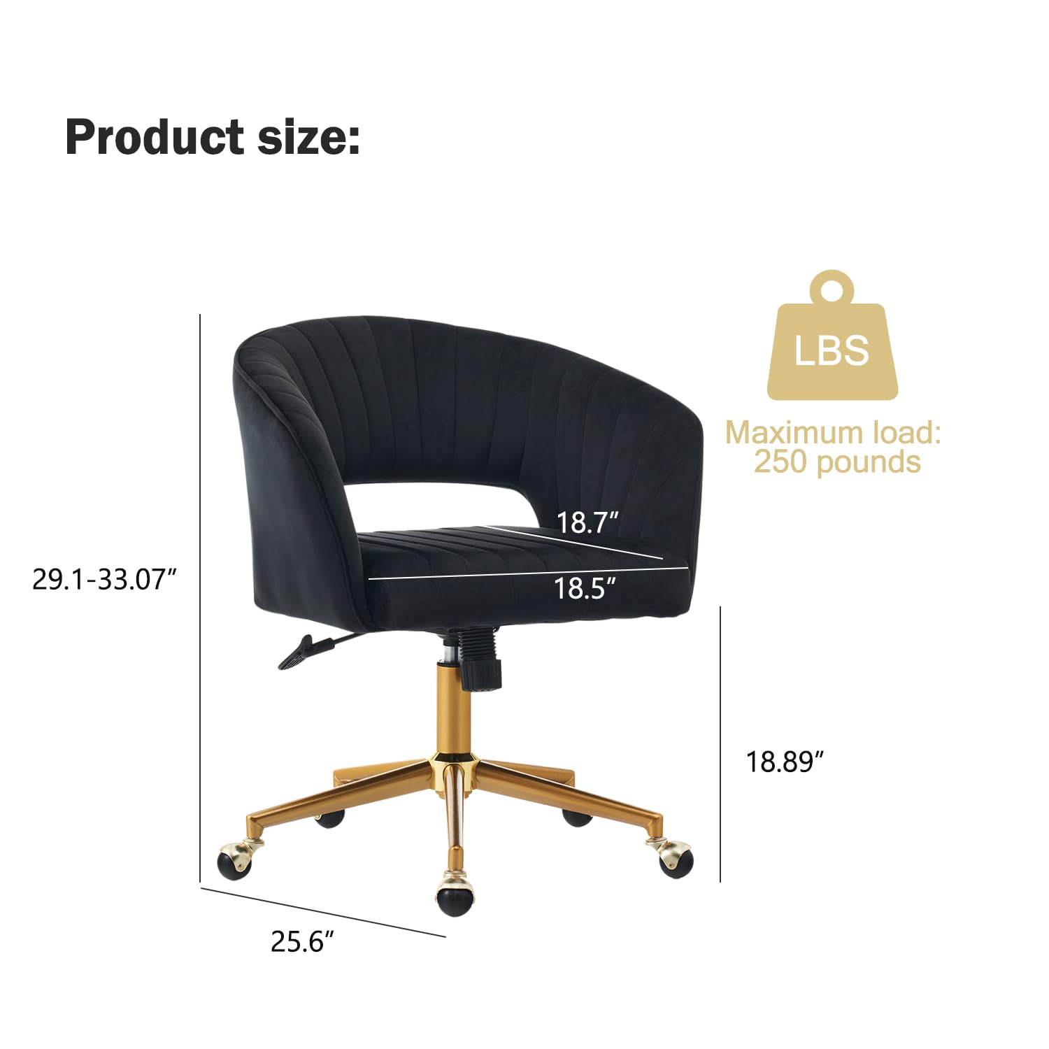 Vanity Velvet Chair, Upholstered Chairs with Adjustable Swivel Wheels