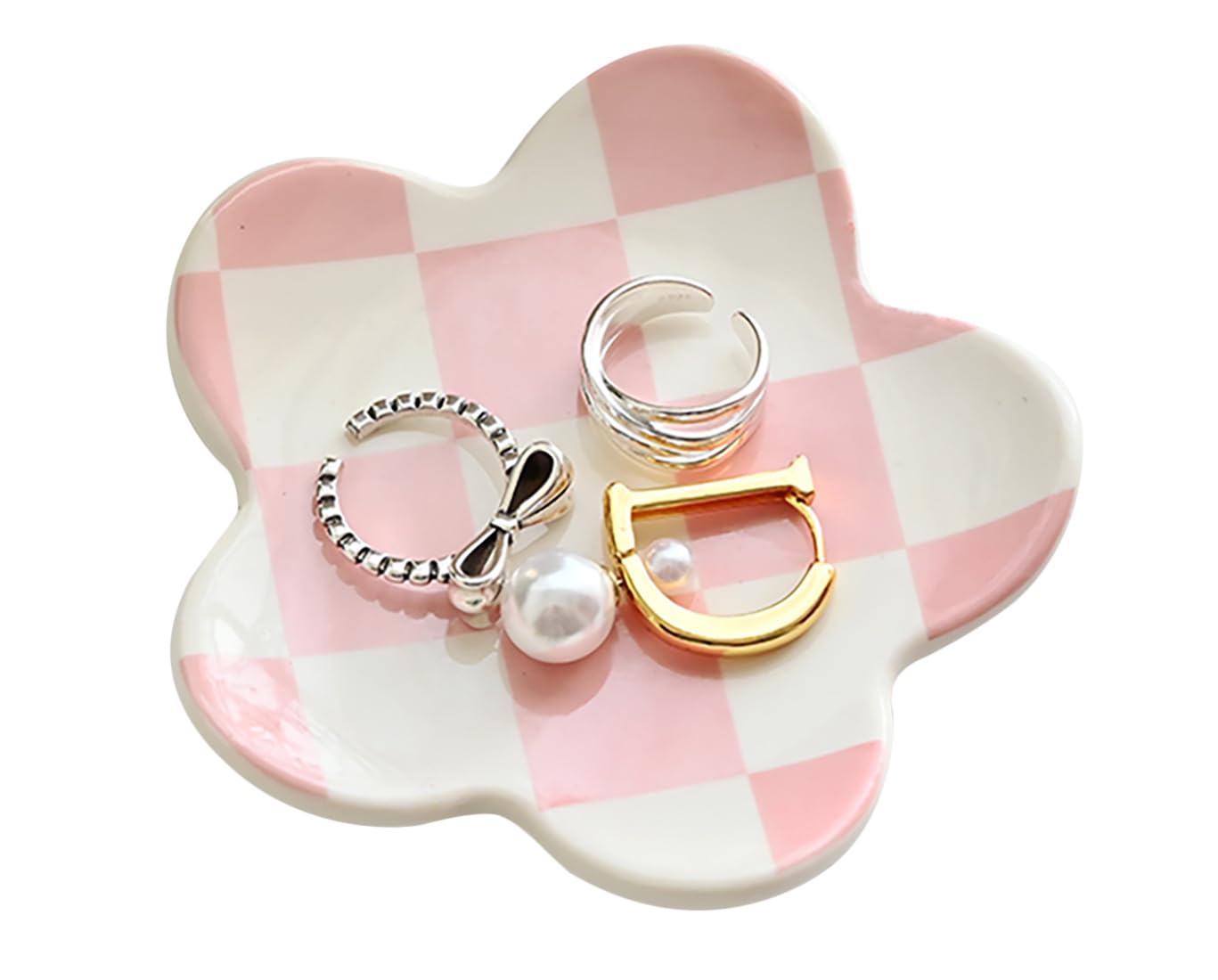 Room Decor Aesthetic Stuff for Teen Girls Gifts Trendy Stuff Pink Roon Decor Aesthetic Room Decor Bedroom Decor Aesthetic Checkered Jewelry Tray