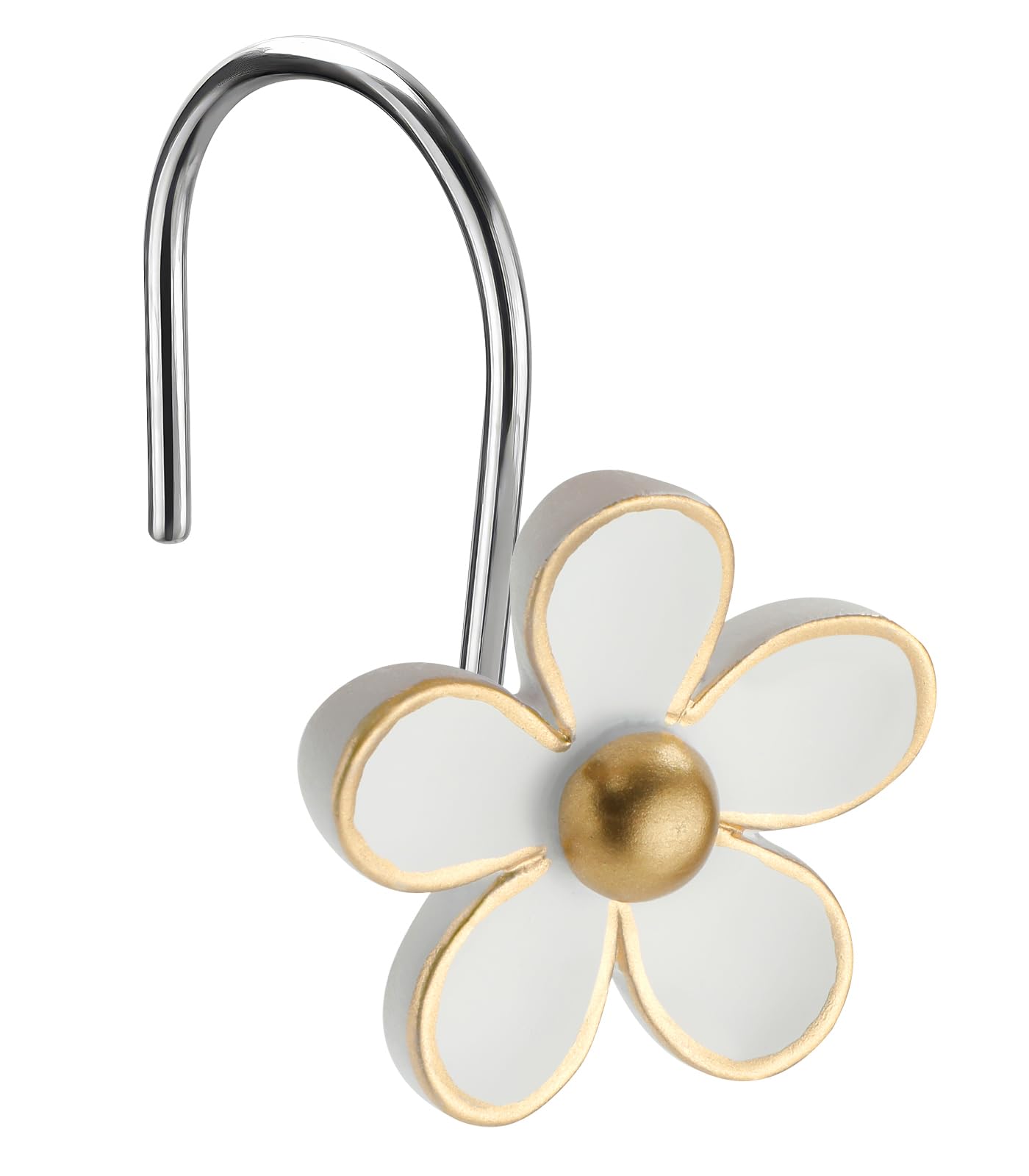 Cute Flower Shower Curtain Hooks, Pretty Floral Themed Elegant Bathroom Decor