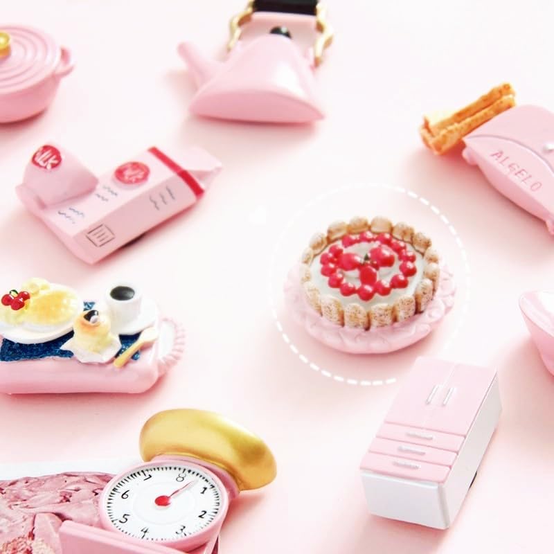 Cute Pink Aesthetics Kitchen Refrigerator Magnets â€?Strong Magnetic Hand-Painted Decor, Eco-Resin Magnets for Fridge