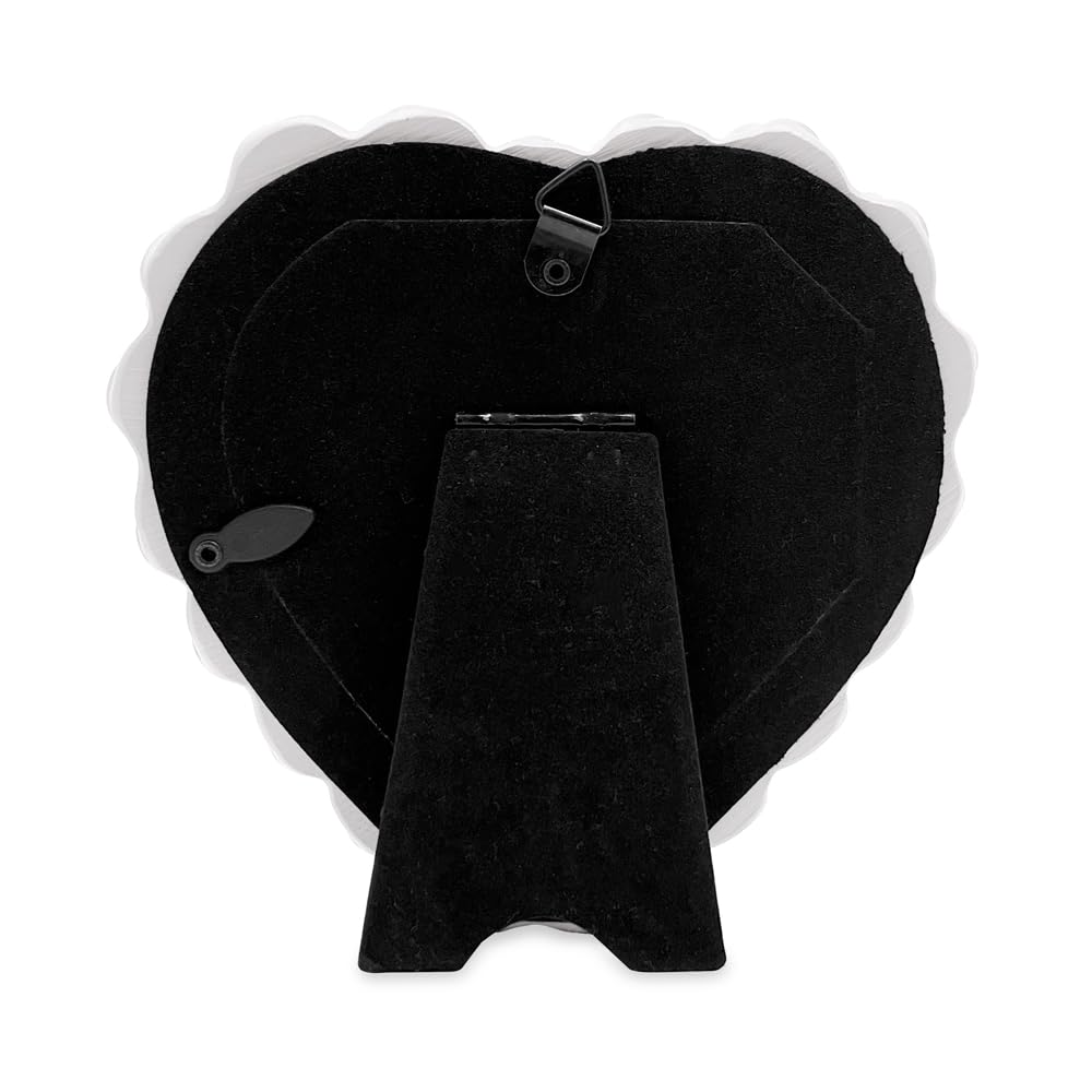 Glossy Frosting Heart-shaped Picture Frame with Easel & Hook for Tabletop & Wall Display, Decorative Art Design