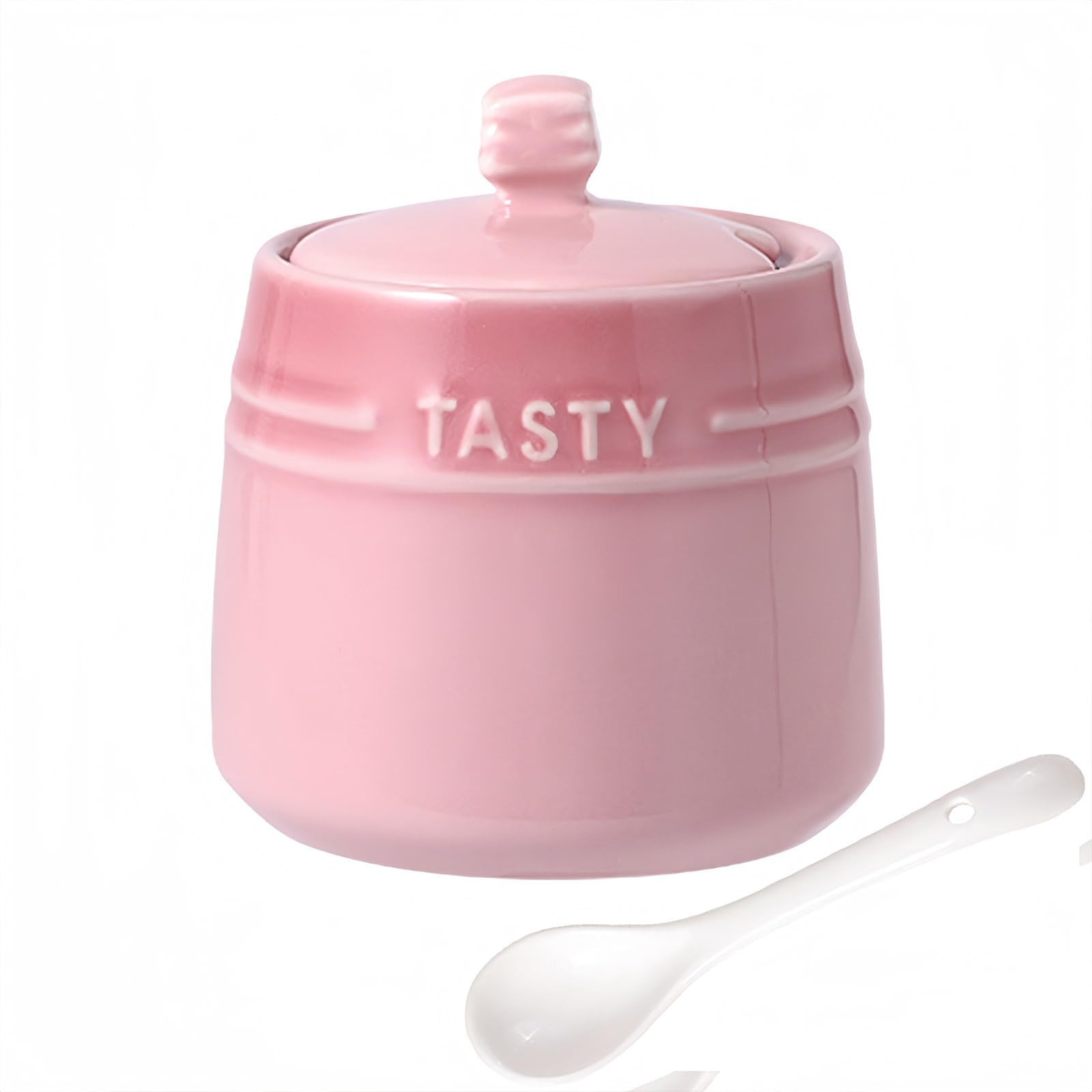 Solid Color Porcelain Sugar Pot With Lid And Spoon