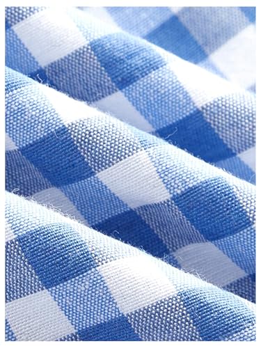 Women's Plaid Gingham Mini Skirt Lace Up Shirred Flowy Cute Mini Skirts