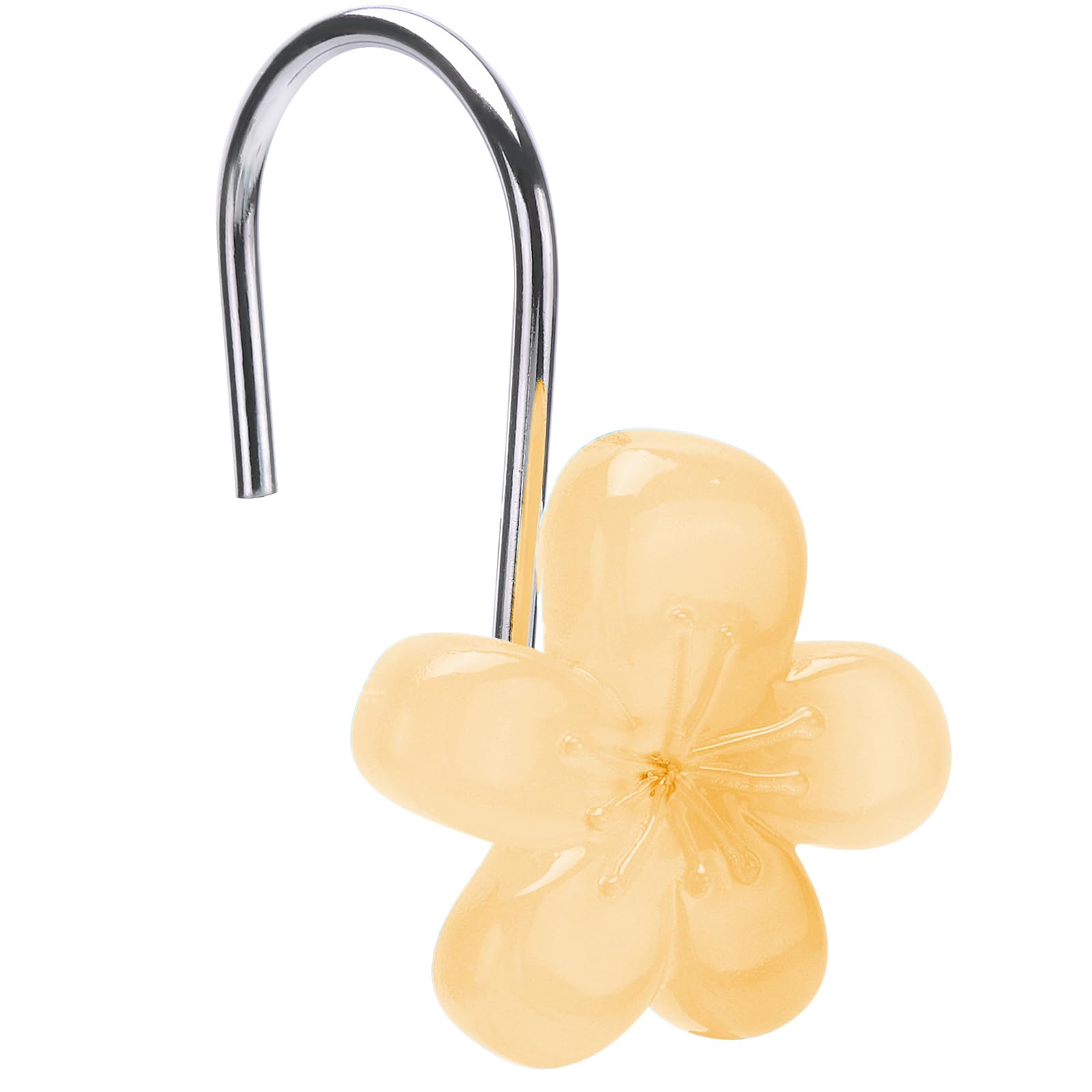 Cute Flower Shower Curtain Hooks, Pretty Floral Themed Elegant Bathroom Decor
