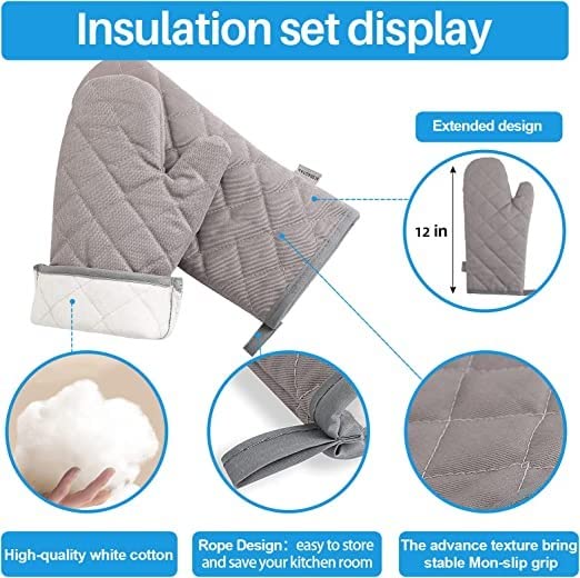 Oven Mitts and Pot Holders 4 pcs Set,High Heat Resistant 500 Degree Extra Thicken