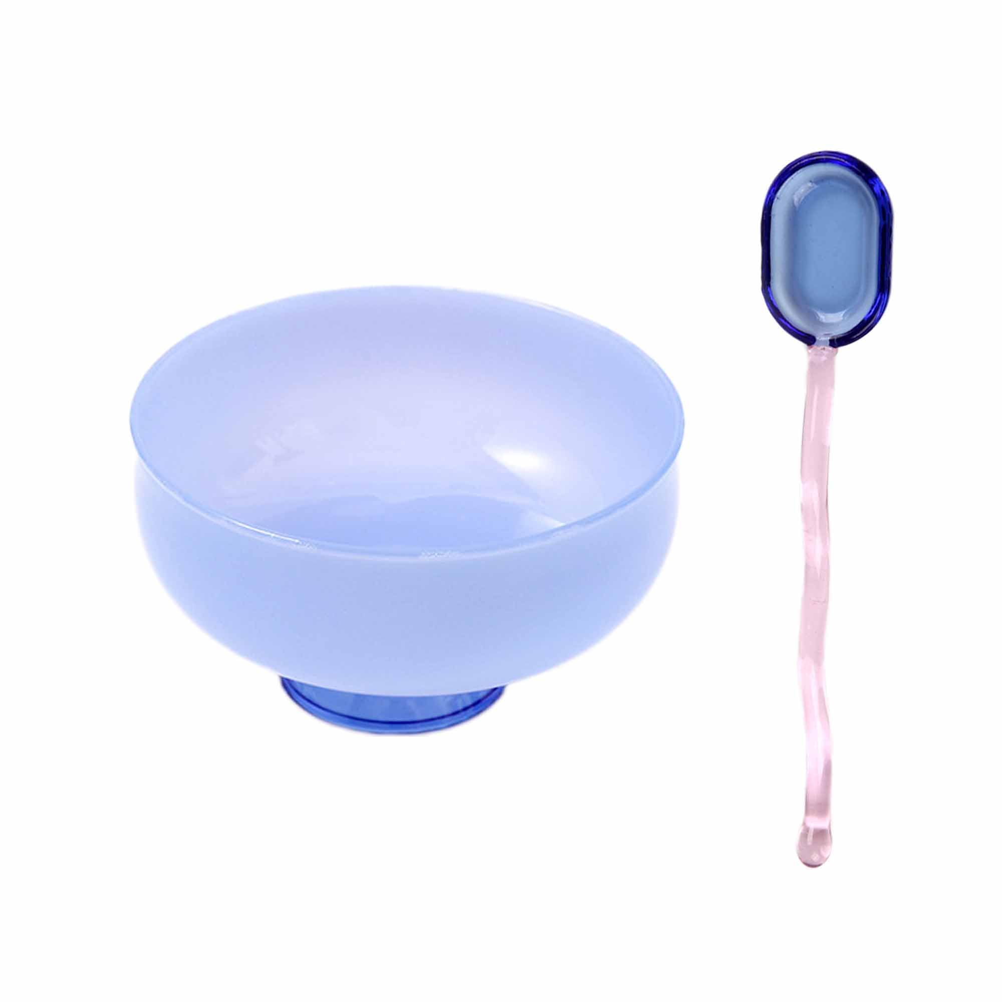 Glass Dessert Bowls with Candy Color Stirring Spoons