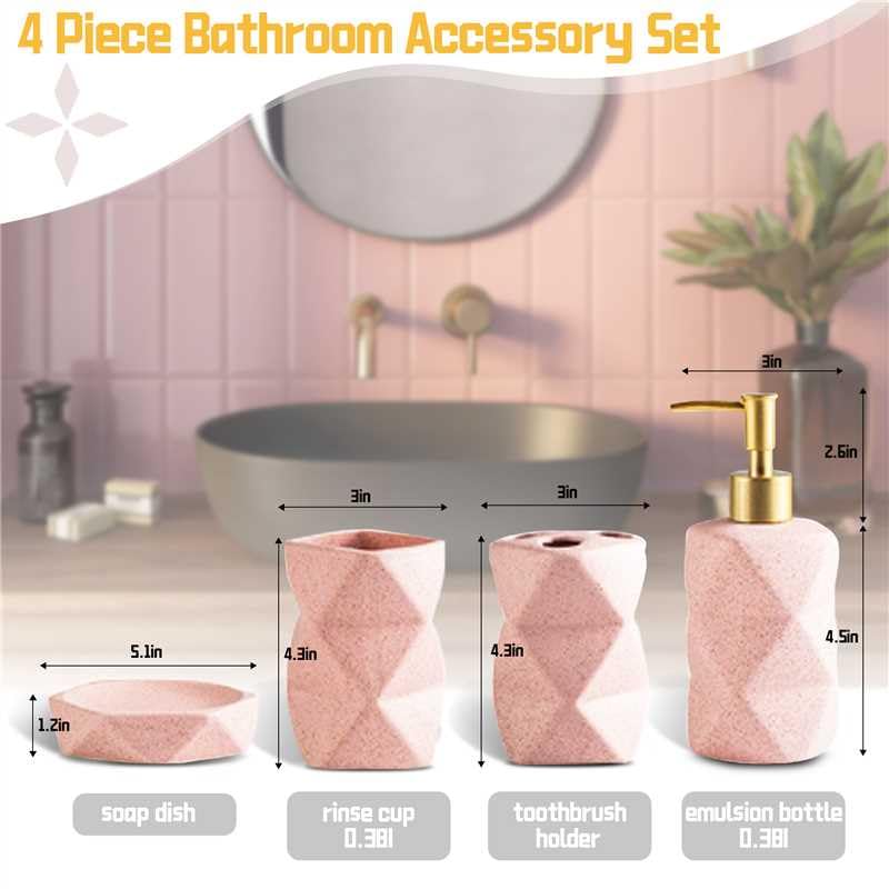 Ceramic Bathroom Accessories Set, Soap Dispenser, Toothbrush Holders, Tumbler, Soap Dish